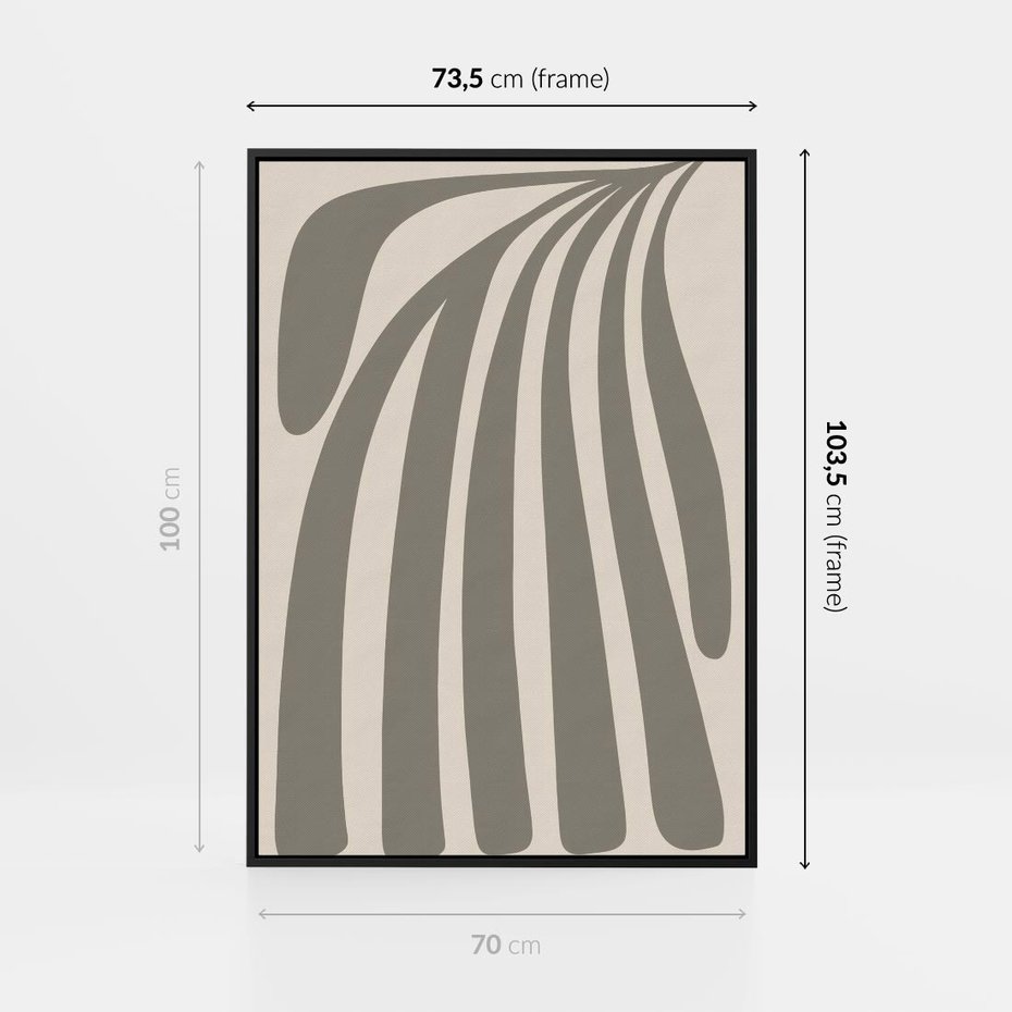 Obraz w ramie 70x100 - Beżowa Delikatność - nowoczesna sztuka, plakat modern - rama czarna