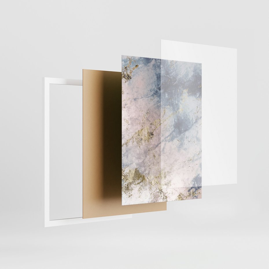 Zestaw obrazy w ramie 50x70 galeria - Marmur, złoto, błękit, turkus - rama biała
