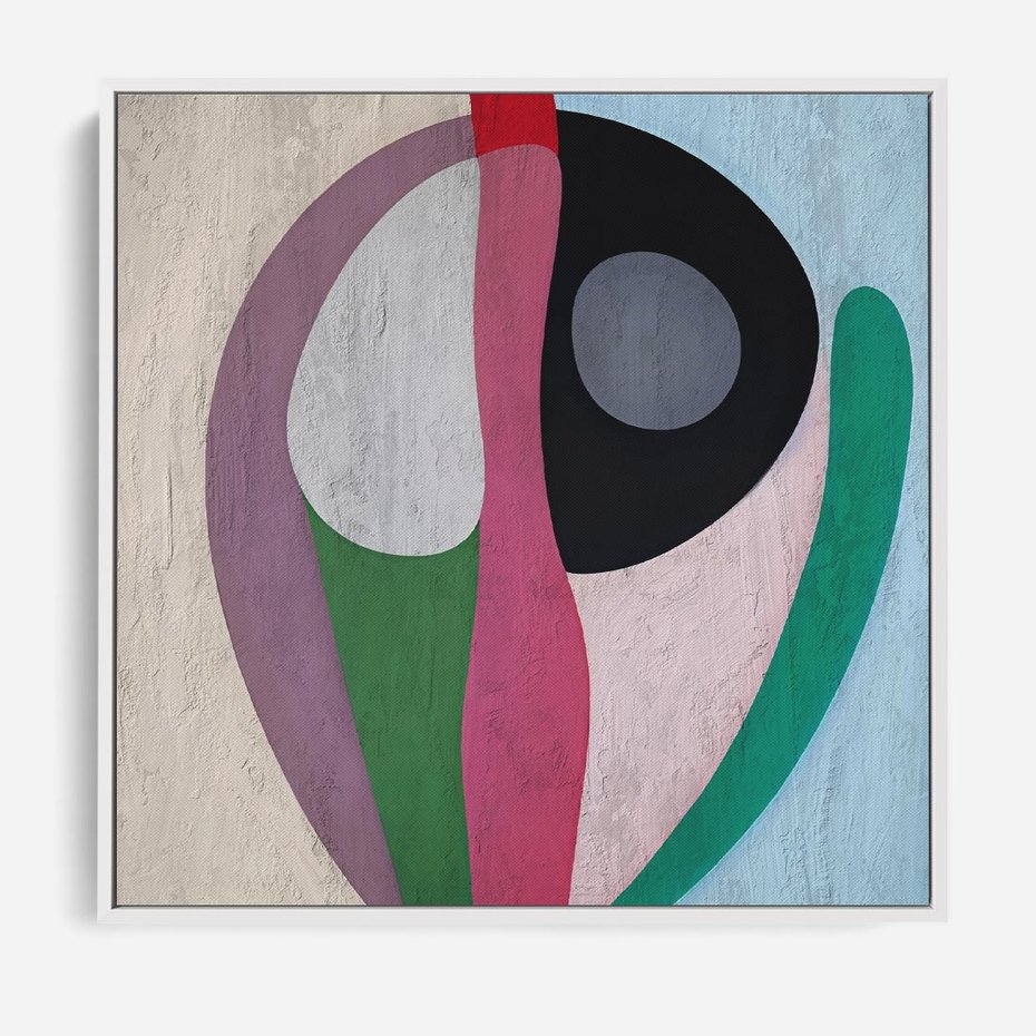 Obraz w ramie 50x50 - Wibracje Kolorów Marzeń - abstrakcyjne dziwne kształty, olejny obraz - rama biała