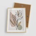 Plakat w ramie 50x70 - Impulsy Subtelnej Harmonii - abstrakcyjny obraz boho, liście - rama drewno