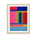 Plakat w ramie 50x70 - Wnętrza Rozplątanych Barw - abstrakcyjny geometryczny obraz olejny, kolorowe pasy - rama drewno
