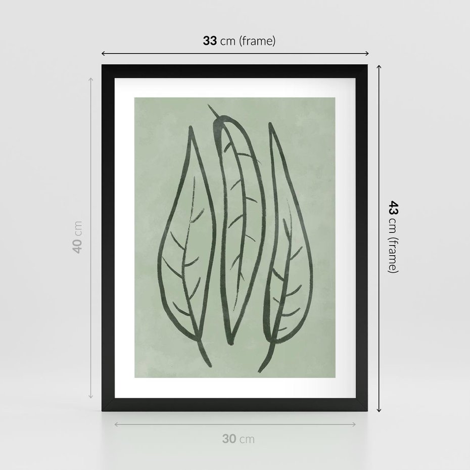 Plakat w ramie 30x40 - Energetyczne Ekspresje Natury - zielony plakat, roślinne motywy - rama czarna