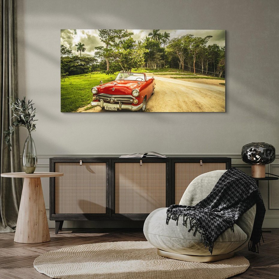Obraz na płótnie 120x60 - Retro Samochód w Kubańskiej Opowieści - samochód, retro