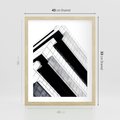 Plakat w ramie 40x50 - Nowoczesna Surowość: Wieżowiec na Czarno-Białej Grafice - architektura, wieżowiec - rama drewno