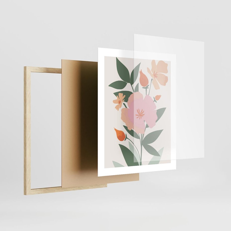 Plakat w ramie 40x50 - Kwiatowe Nastroje - kwiat, sztuka nowoczesna - rama drewno