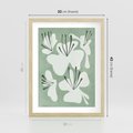 Plakat w ramie 30x40 - Rozkwitające Ukojenie - zgaszona zieleń, kwiaty - rama drewno