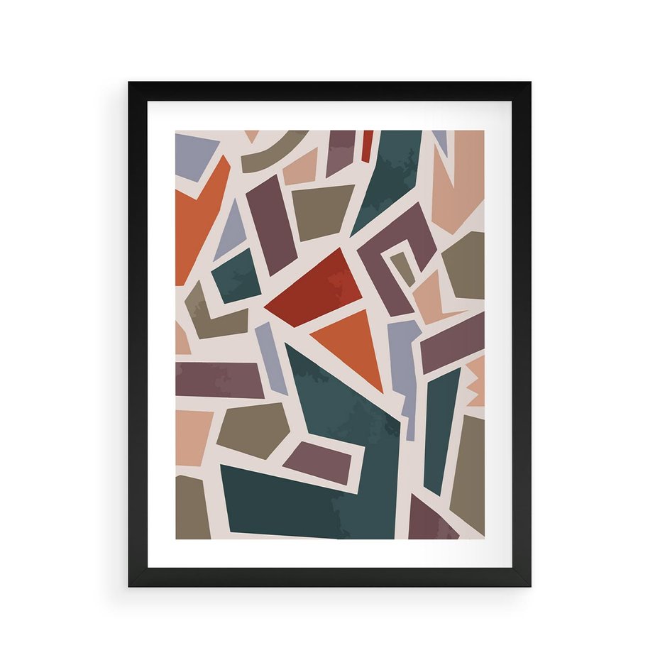 Plakat w ramie 40x50 - Modernistyczna Transcendencja - geometryczne kształty, mozaika - rama czarna