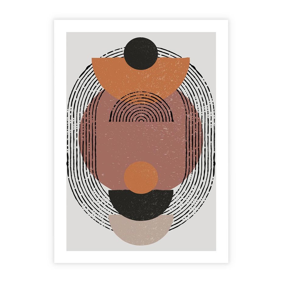 Plakat bez ramy 40x50 - Abstrakcja w Odcieniach Brązu i Beżu - geometria, abstrakcyjna grafika