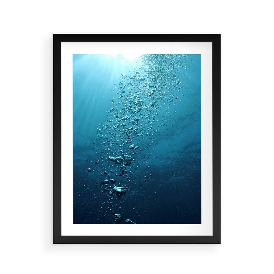 Plakat w ramie 40x50 - Gra Bąbelków - woda, bąbelki - rama czarna