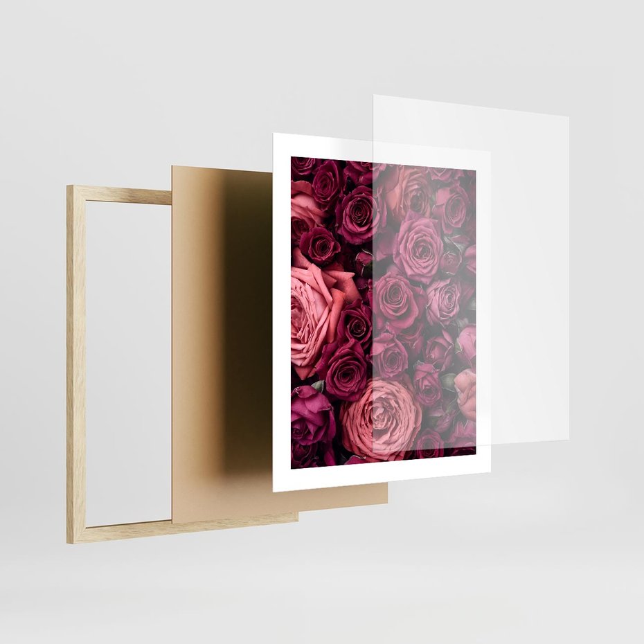 Plakat w ramie 40x50 - Róże - piękno kwiatów - róże, kwiaty - rama drewno
