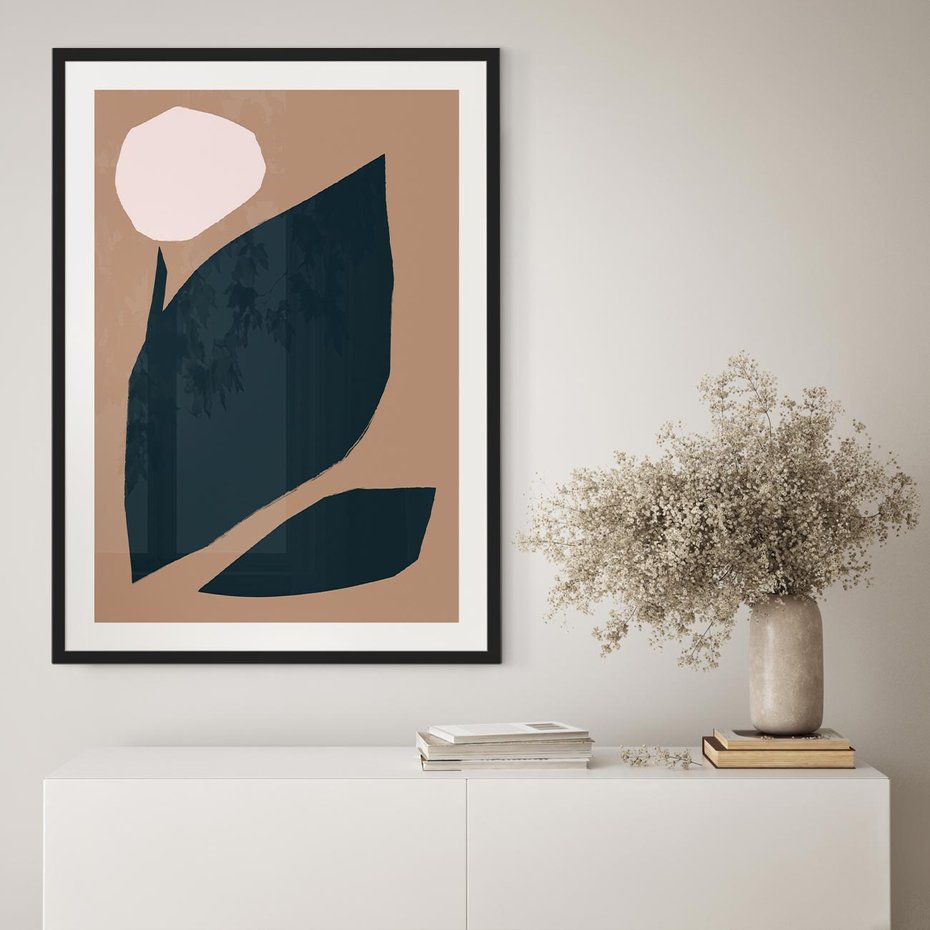 Plakat w ramie 50x70 - Rozkwitająca Wolność Boho - abstrakcyjny obraz, plakat - rama czarna