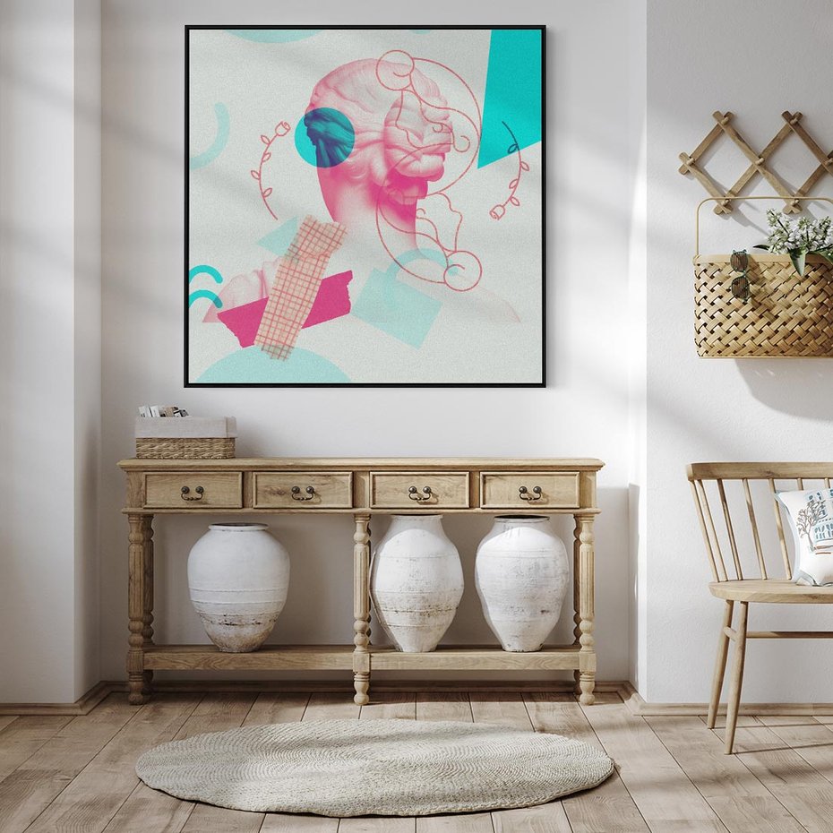 Obraz w ramie 50x50 - Sztuka w Różach - nowoczesna sztuka, kolaż ze zdjęć - rama czarna