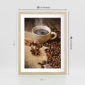 Plakat w ramie 30x40 - Kawowa filiżanka pełna aromatu - kawa, filiżanka - rama drewno