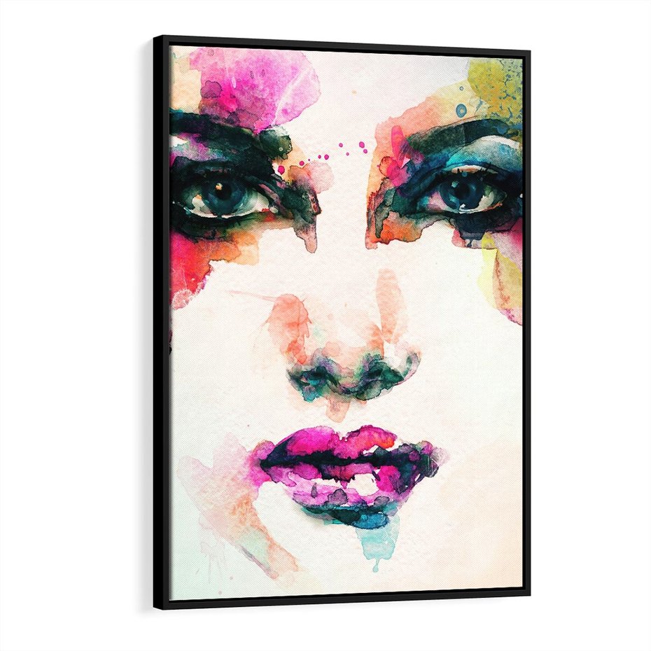 Obraz w ramie 70x100 - Eteryczna Głębia Dusz - portret twarz kobiety, wyraziste oczy - rama czarna