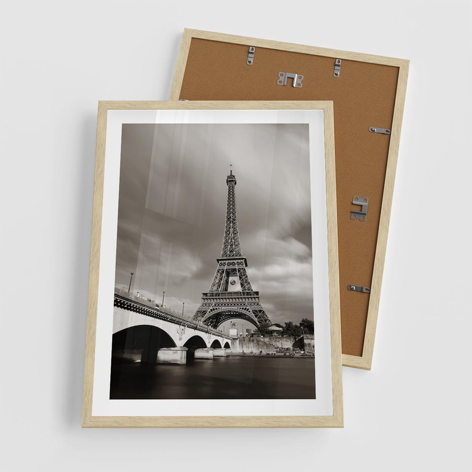 Plakat w ramie 50x70 - Mgiełka Eiffla - Paryż, Eiffla - rama drewno