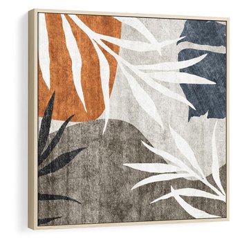 Obraz w ramie 50x50 - Oddechy ciszy i ruchu - rzut liści palmy, monstery - rama drewno