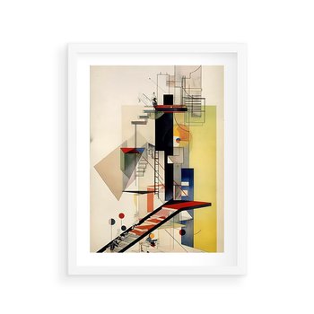 Plakat w ramie 30x40 - Kolorowe Wnętrza Inspiracji - abstrakcyjny obraz, jak kandinsky - rama biała