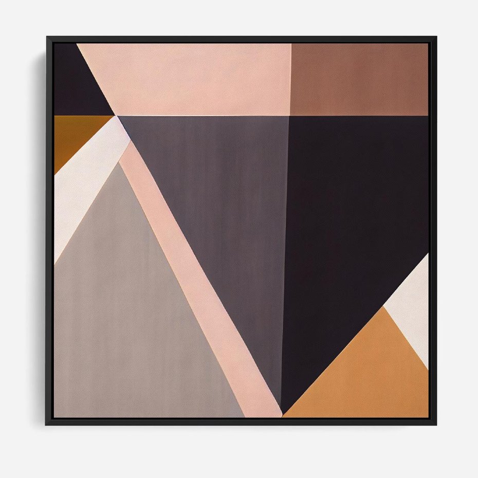 Obraz w ramie 50x50 - Trójkąty Wnętrz - abstrakcja, geometryczne kształty - rama czarna