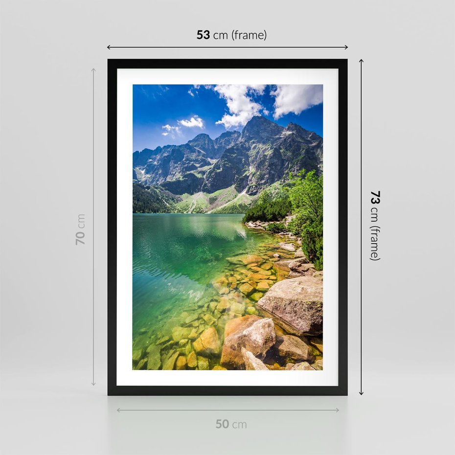 Plakat w ramie 50x70 - Mistyczne Połączenie - jezioro, góry - rama czarna