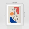 Plakat w ramie 30x40 - Rozbijające Granice Kształtów - abstrakcyjny obraz, przypomina twarz - rama biała