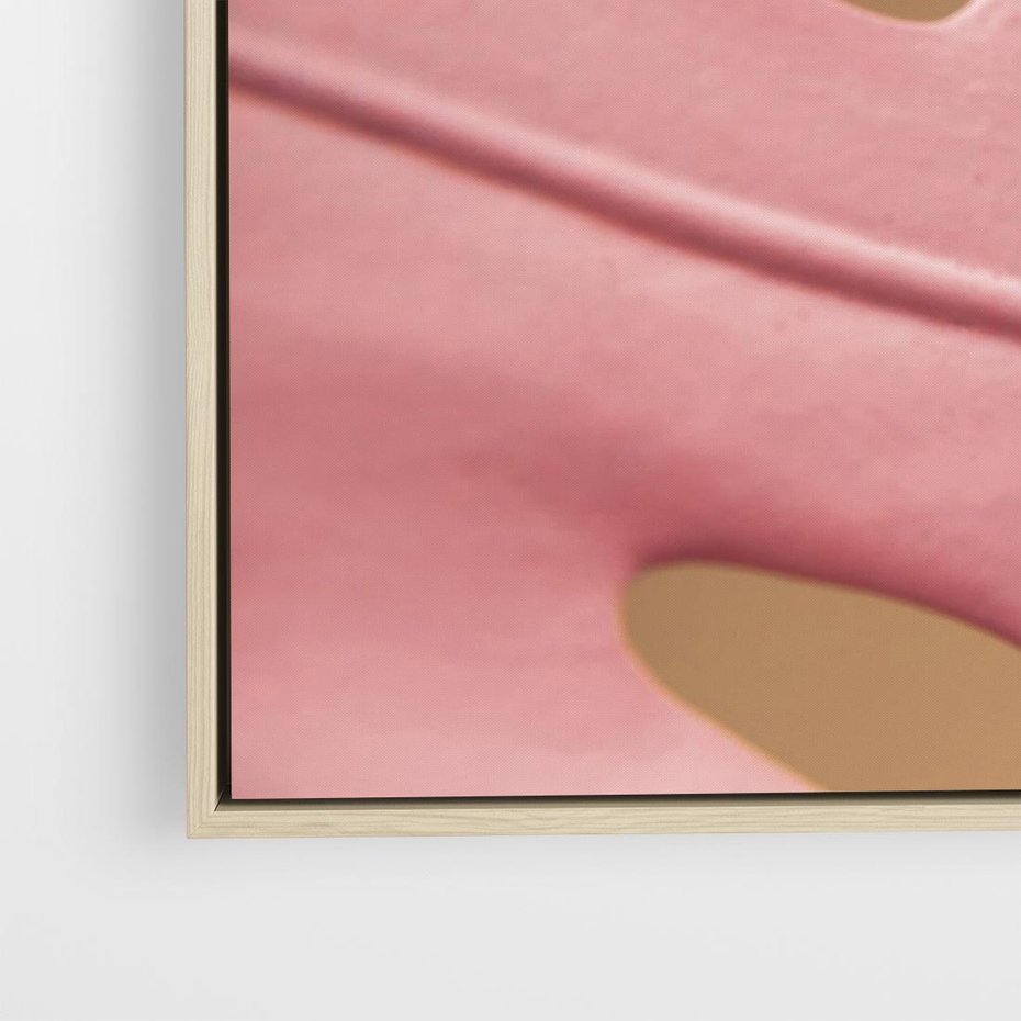 Obraz w ramie 100x70 - Różowa monstera w pełnym rozkwicie - różowa, monstera - rama drewno