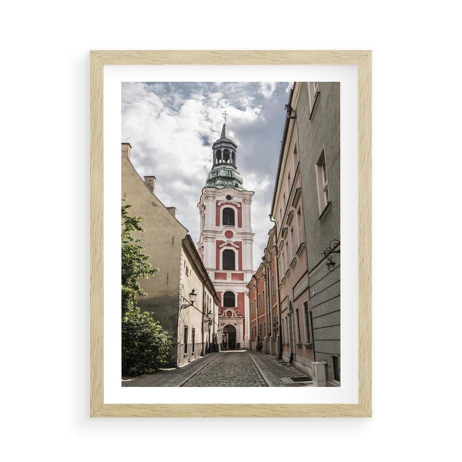 Plakat w ramie 50x70 - Magia perspektywy uliczki - uliczka, perspektywa - rama drewno