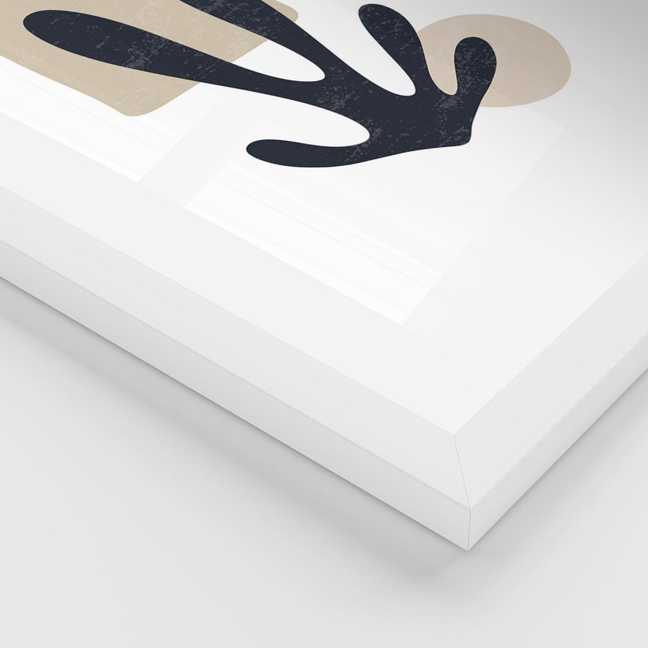 Plakat w ramie 40x50 - Granatowa Odsłona - minimalistyczna nowczesna grafika, styl matisse - rama biała