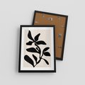 Plakat w ramie 30x40 - Wibracje Akwarelowych Ścieżek - abstrakcyjny minimalistyczna kwiat, czarno biały plakat - rama czarna