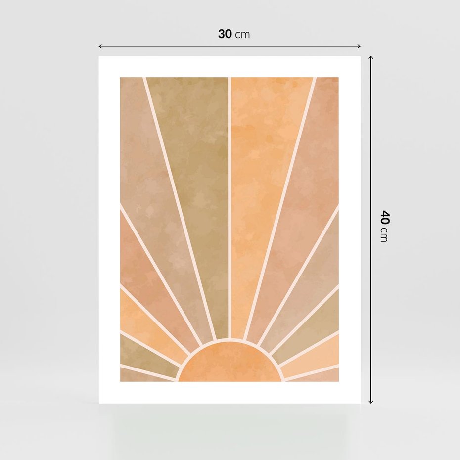 Plakat bez ramy 30x40 - Grafika Boho w Odcieniach Pomarańczu - boho słońce, grafika