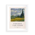 Plakat w ramie 40x50 - Pole z Cyprysami - reprodukcja obrazu, van gogh - rama biała
