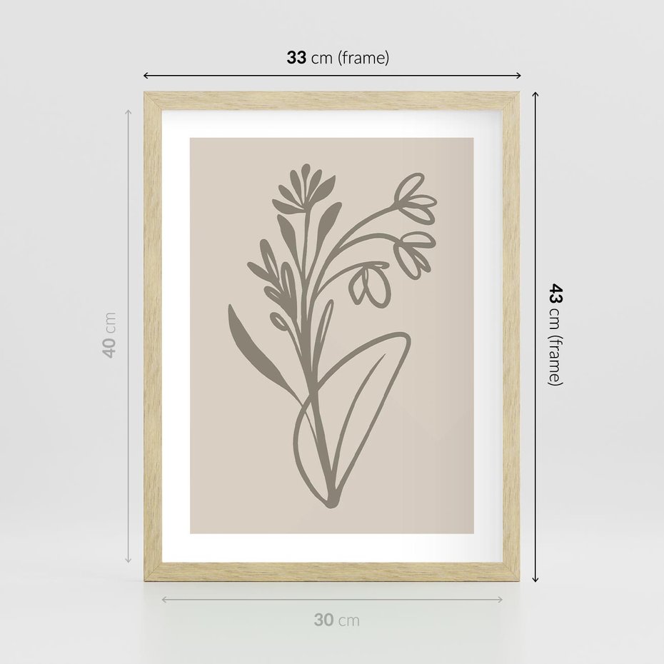 Plakat w ramie 30x40 - Kwiatowe Spektrum - nowoczesny plakat, subtelna sztuka - rama drewno