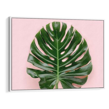 Obraz w ramie 120x80 - Egzotyczna Roślinność - liście, monstera - rama biała