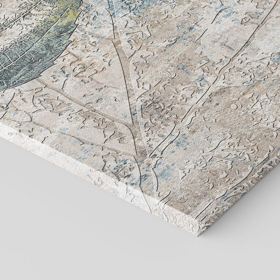 Obraz na płótnie 50x70 - Betonowe Wspomnienia Liści - odciski w betonie, odbitki