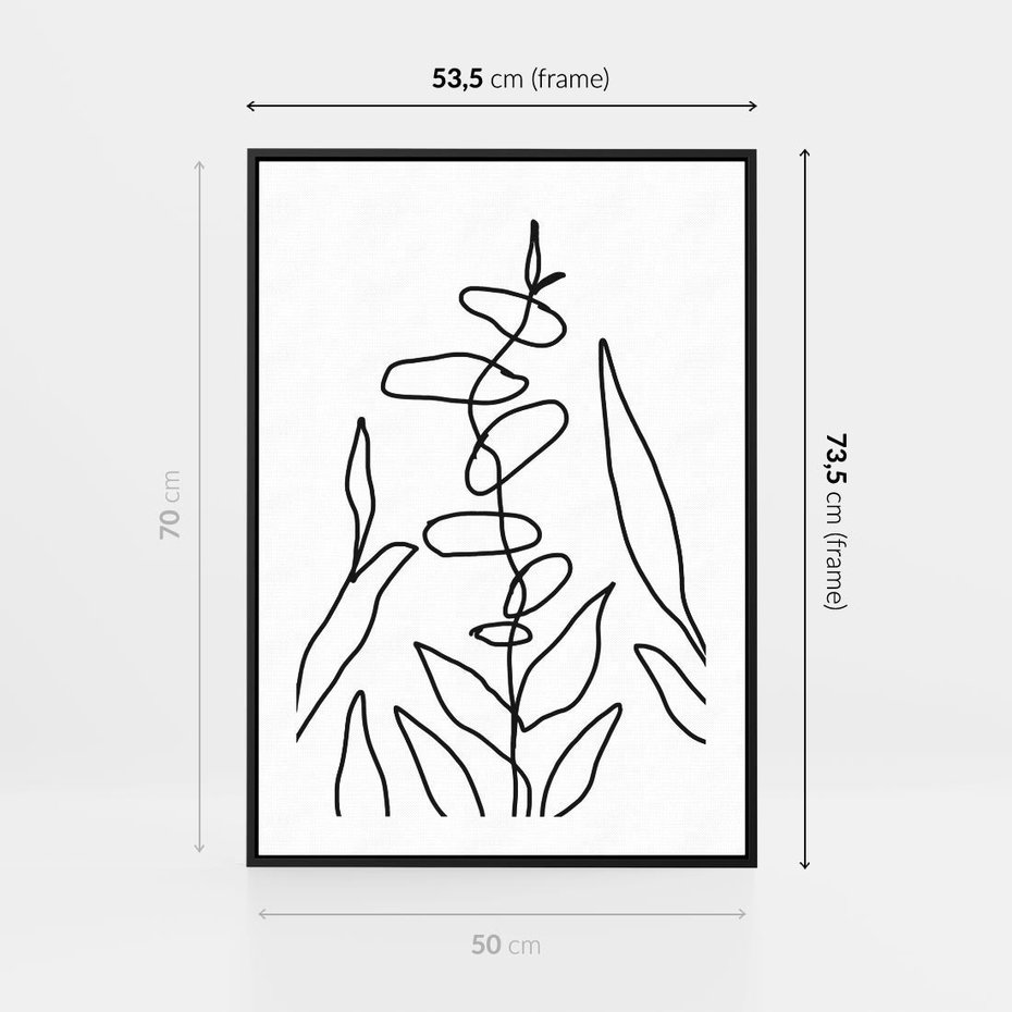 Obraz w ramie 50x70 - Konturem Naznaczone - mroczna sztuka, minimalizm - rama czarna