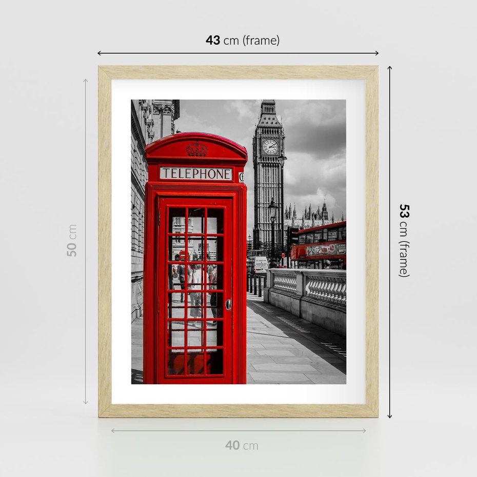 Plakat w ramie 40x50 - Budka w Londynie - Londyn, budka - rama drewno