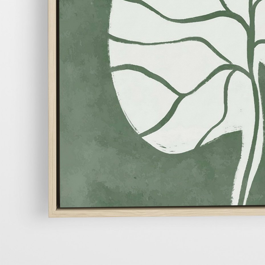 Obraz w ramie 50x70 - Migotliwe Wnętrze Zieleni - zielony plakat, roślinne motywy - rama drewno