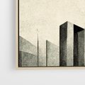 Obraz w ramie 50x50 - Mroczne Wieżowce - postarzana grafika, perspektywa budynków wieżowców - rama drewno