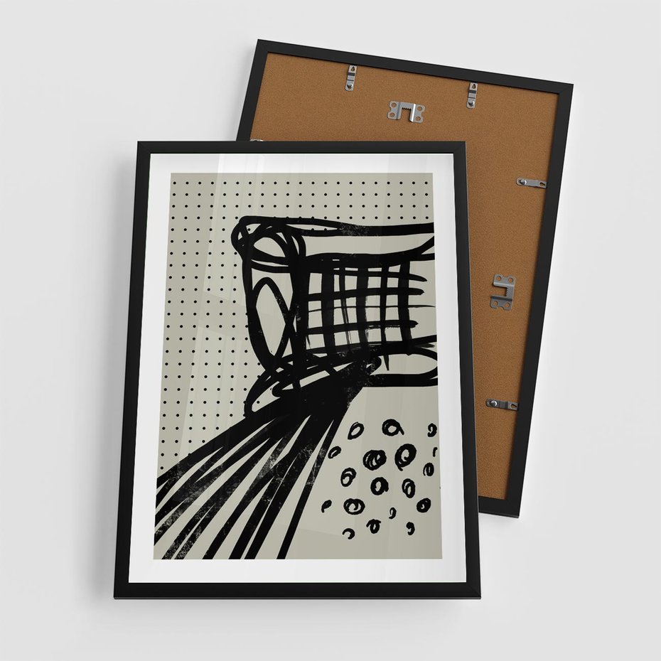 Plakat w ramie 50x70 - Złudne Kontemplacje - abstrakcyjna mroczna kompozycja, nieregularne - rama czarna