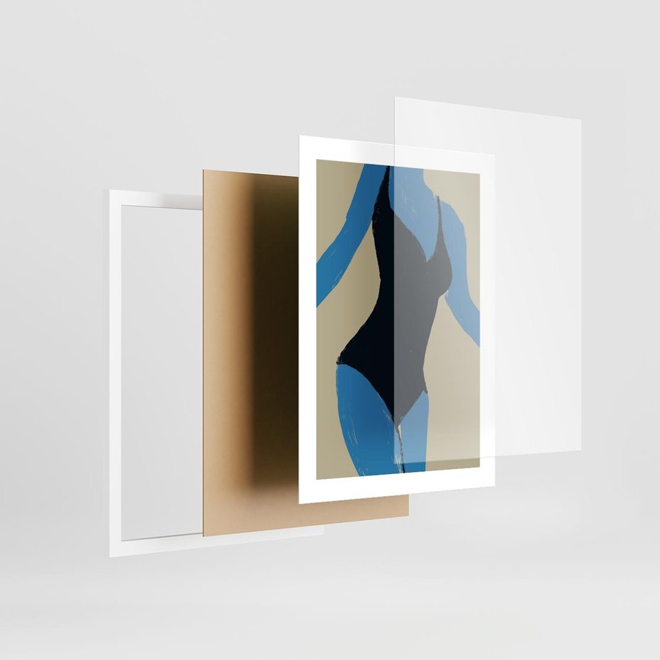 Plakat w ramie 30x40 - Zaklęta Kompozycja - abstrakcyjny plakat, nowoczesna sztuka - rama biała