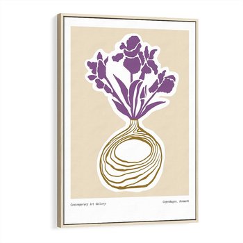 Obraz w ramie 50x70 - Migocące Anomalie - abstrakcyjne liście, kwiaty tropikalne w wazonie - rama drewno