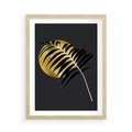 Plakat w ramie 50x70 - Egzotyczna Elegancja - palma, na czarnym tle - rama drewno