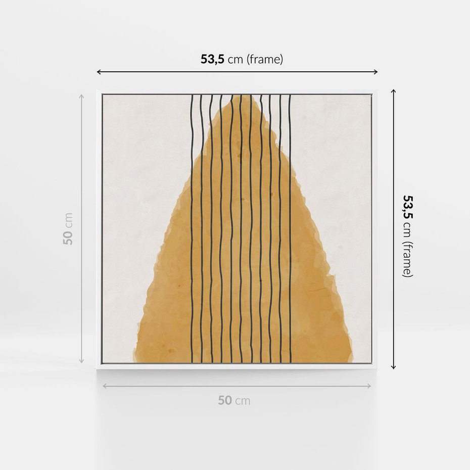 Obraz w ramie 50x50 - Migocące Impulsy - abstrakcyjna akwarelowa plama, nieregularne kreski - rama biała