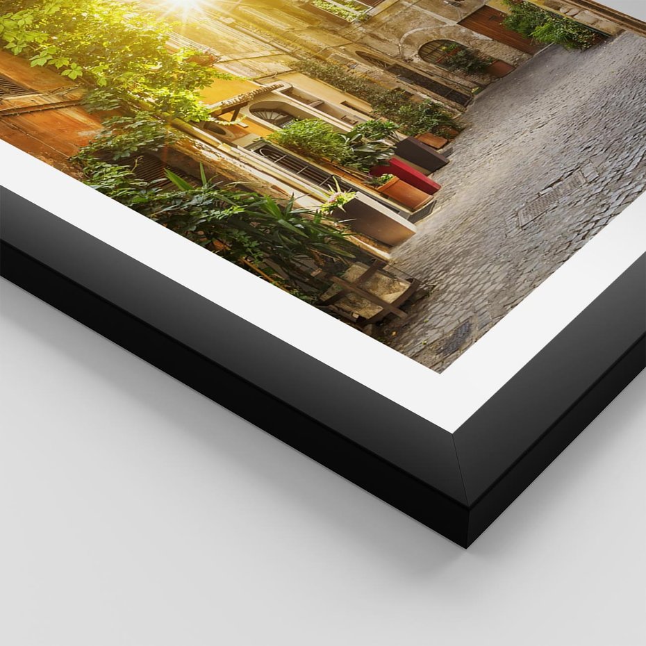 Plakat w ramie 30x40 - Malownicza Wędrówka - uliczka, perspektywa - rama czarna