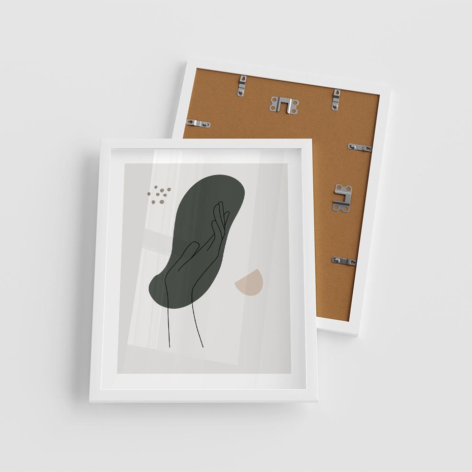 Plakat w ramie 40x50 - Tajemnicze Impulsy - szkic jedną linią, one lone - rama biała