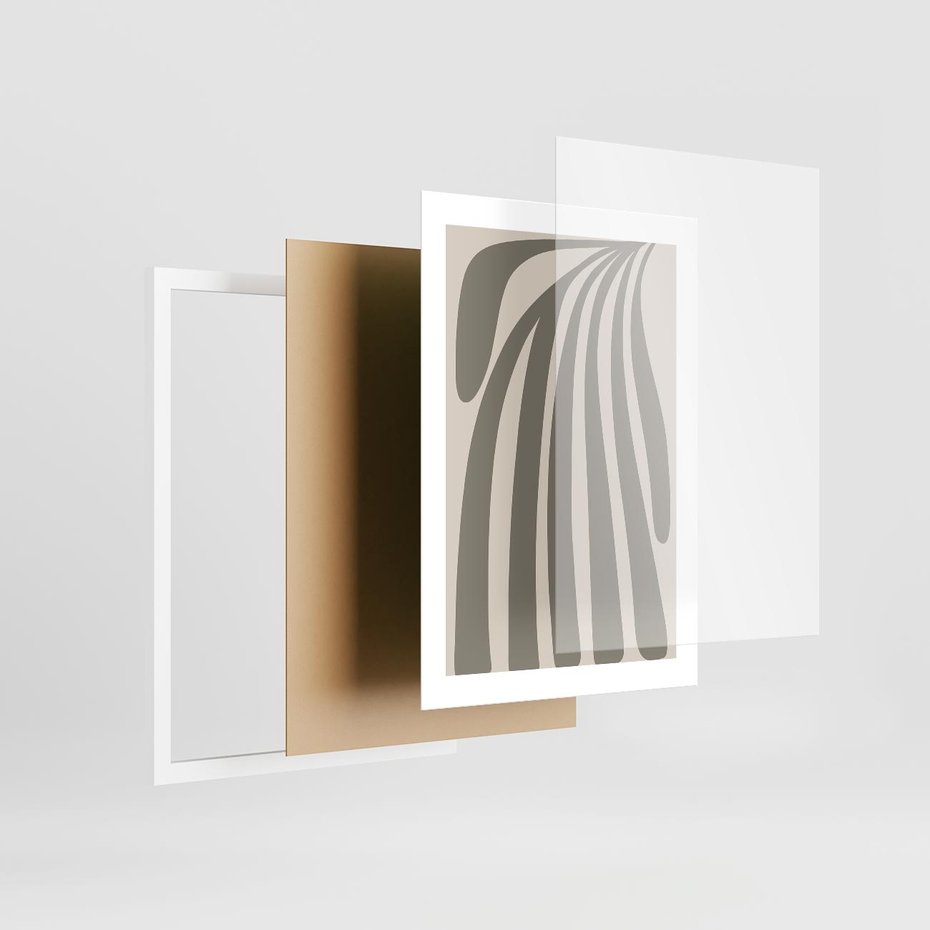 Plakat w ramie 30x40 - Beżowa Delikatność - nowoczesna sztuka, plakat modern - rama biała