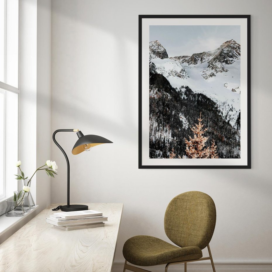 Plakat w ramie 40x50 - Górski Raj - góry, śnieg - rama czarna