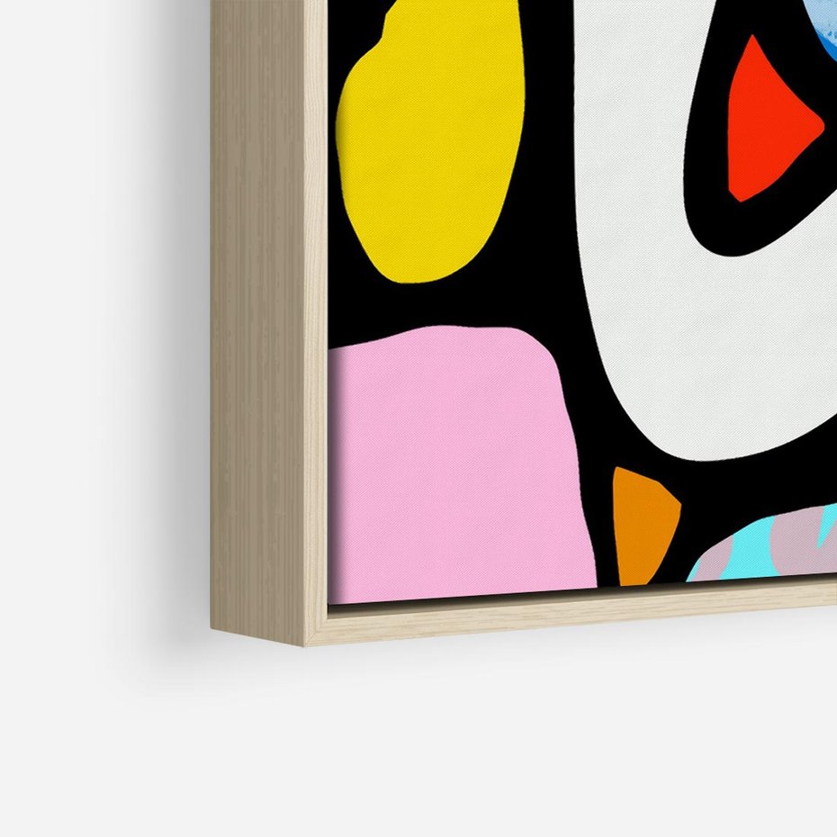 Obraz w ramie 50x50 - Komiksowe Formy - abstrakcyjne formy, komiksowy styl - rama drewno