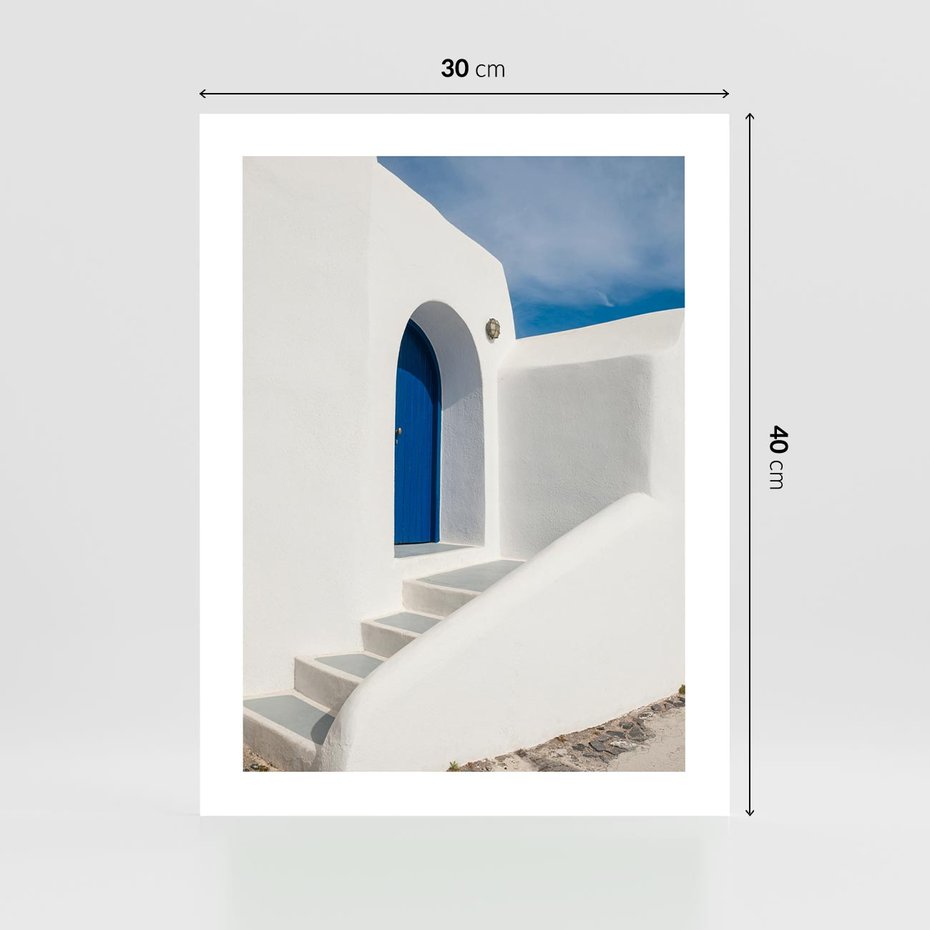 Plakat bez ramy 30x40 - Powitanie Wyspy - Santorini, drzwi