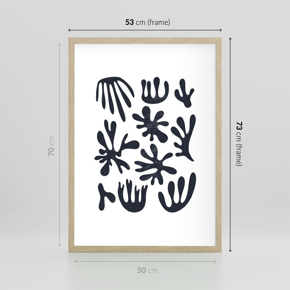 Plakat w ramie 50x70 - Rozmyte Granice Wspomnień - inspiracja mattise, abstrakcja - rama drewno