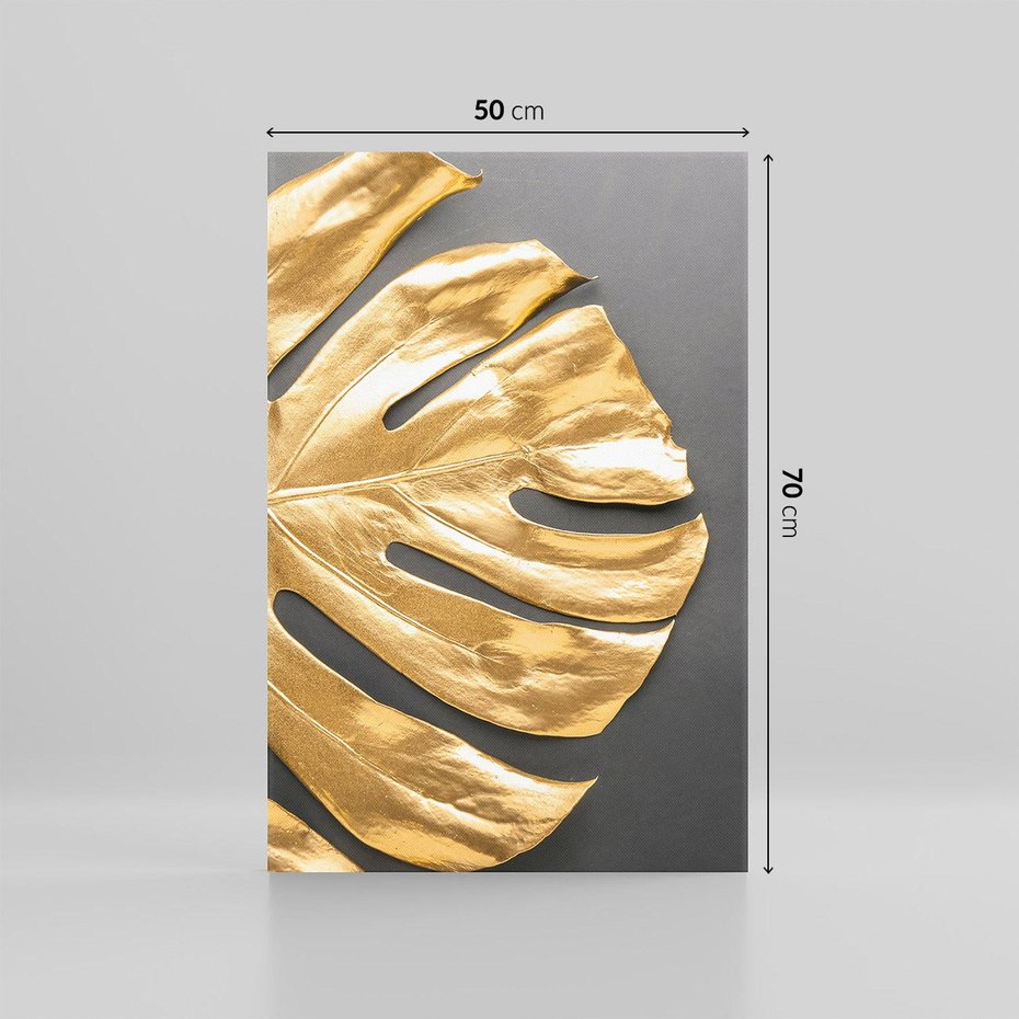 Obraz na płótnie 50x70 - Złoty Liść Monstera - złoty, liść